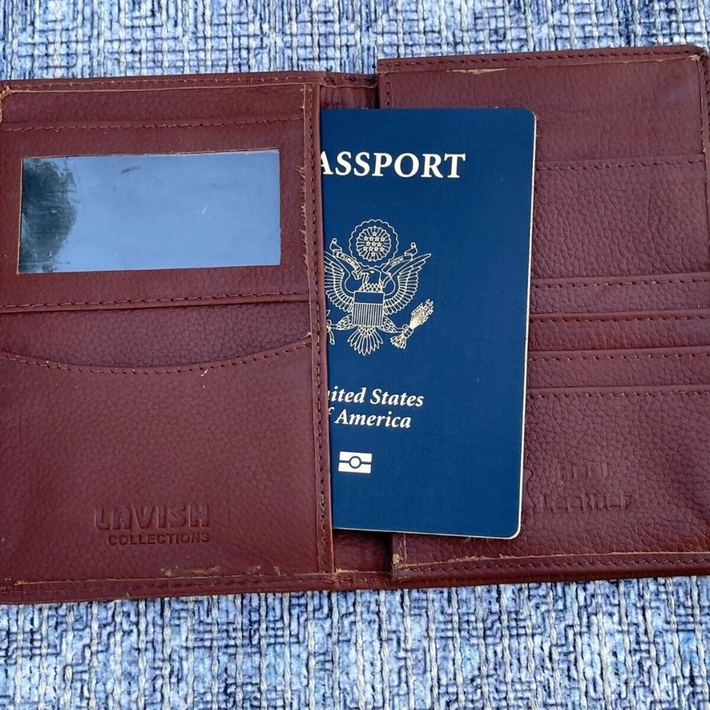 Leather Passport Holder Wallet Handmade Brown Card Holder Clutch Purse